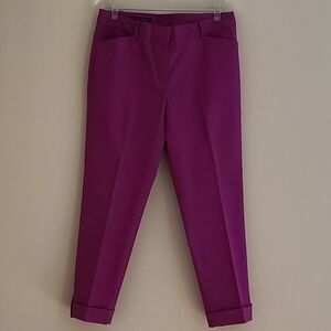 Brooks Brothers Womens Purple Natalie Fit Cuffed Hem Size 8 Cotton Pants